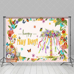 Aperturee - Aperturee Spring Colorful Basket Floral Happy May Day Backdrop
