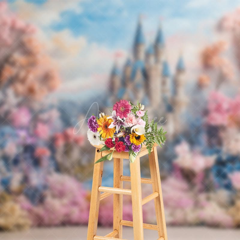 Aperturee - Aperturee Spring Floral Castle Sweet Fine Art Wedding Backdrop