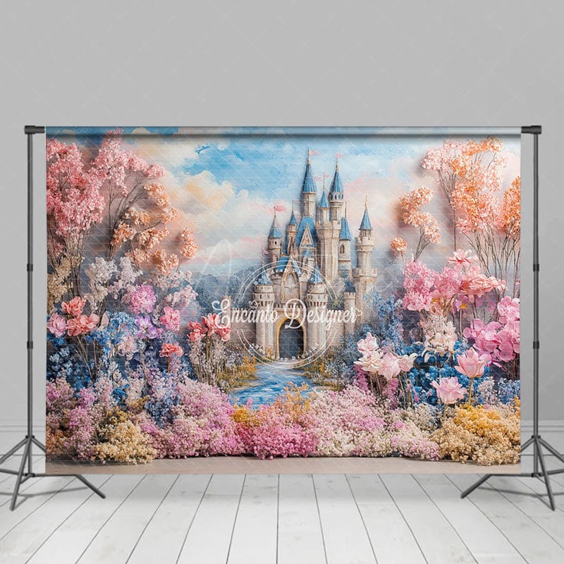 Aperturee - Aperturee Spring Floral Castle Sweet Fine Art Wedding Backdrop