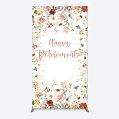 Aperturee - Aperturee Spring Floral Greenery Happy Retirement Rectangle Backdrop