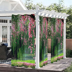 Aperturee - Aperturee Spring Floral Lake Waterproof Printed Outdoor Curtains
