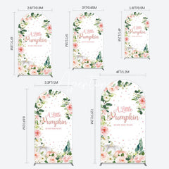 Aperturee - Aperturee Spring Floral Leaves Little Pumpkin Arch Backdrop