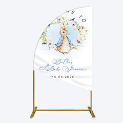 Aperturee - Aperturee Spring Floral Wreath Bunny Baby Shower Half Moon Arch Backdrop