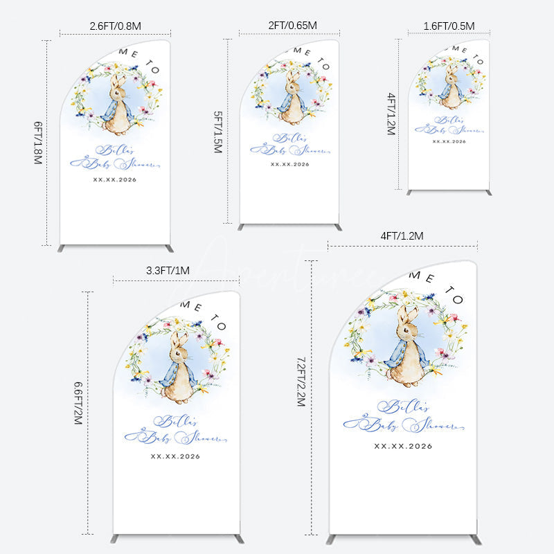 Aperturee - Aperturee Spring Floral Wreath Bunny Baby Shower Half Moon Arch Backdrop