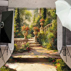Aperturee - Aperturee Spring Garden Greenery Floral Photography Backdrop