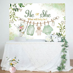 Aperturee - Aperturee Spring Green Leaves He Or She Baby Shower Backdrop