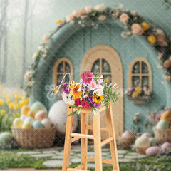 Aperturee - Aperturee Spring Greenery Floral Eggs Easter Photo Backdrop