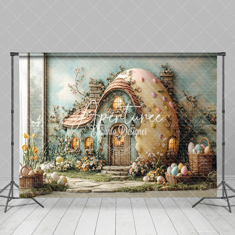 Aperturee - Aperturee Spring Greenery Floral House Eggs Easter Backdrop