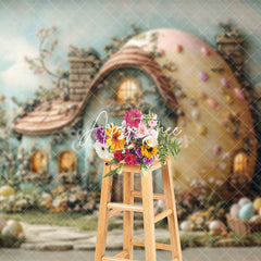 Aperturee - Aperturee Spring Greenery Floral House Eggs Easter Backdrop