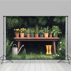 Aperturee - Aperturee Spring Greenery Potted Plant Garden Scene Backdrop