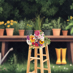 Aperturee - Aperturee Spring Greenery Potted Plant Garden Scene Backdrop