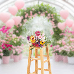 Aperturee - Aperturee Spring Greenhouse Romantic Pink Balloon Backdrop