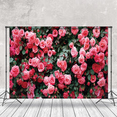 Aperturee - Aperturee Spring Pink Floral Green Leaves Photography Backdrop