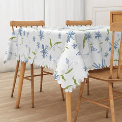 Aperturee - Aperturee Spring Rectangle Tablecloth with Repeating Botanical Plant Patterns for Modern and Greenery Dining Decor