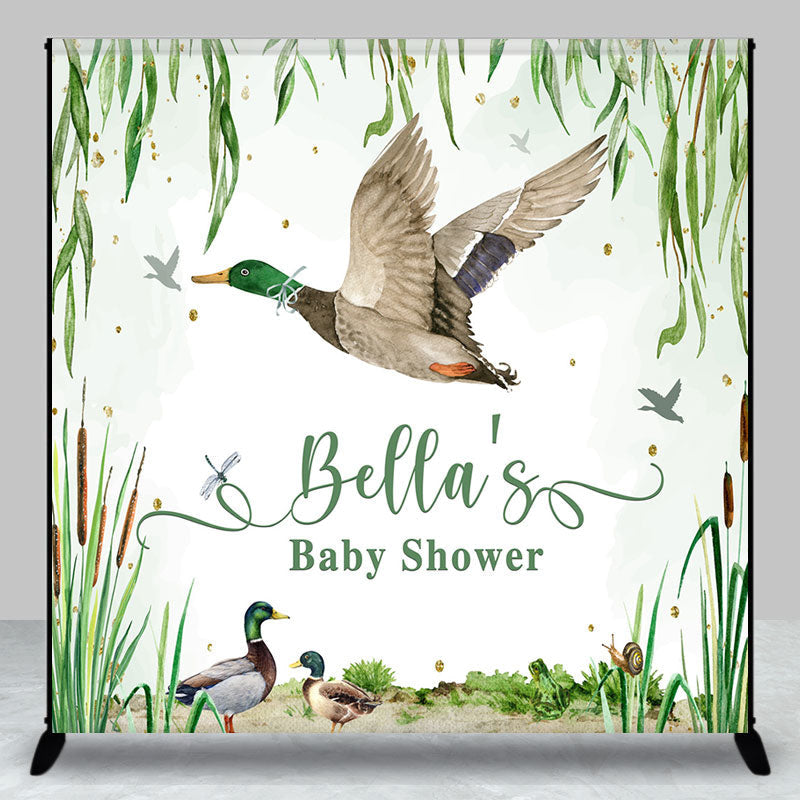 Aperturee - Aperturee Spring Scene Duck Custom Name Baby Shower Backdrop