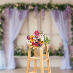 Aperturee - Aperturee Spring Sparkle Purple Curtain Window Photo Backdrop