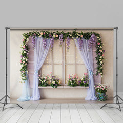 Aperturee - Aperturee Spring Sparkle Purple Curtain Window Photo Backdrop