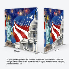 Aperturee - Aperturee Square Double-Sided Backdrop Patriotic American Flag with Liberty Statue and Capitol for National Celebrations