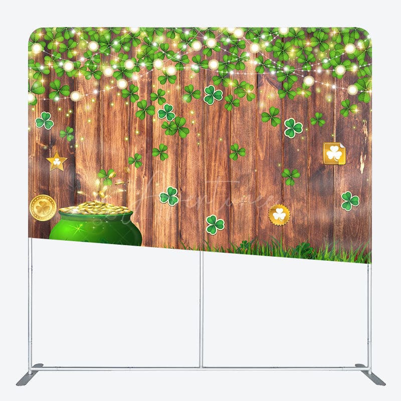 Aperturee - Aperturee St Patrick Green Clover Wood Square Tension Backdrop