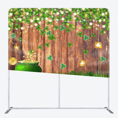 Aperturee - Aperturee St Patrick Green Clover Wood Square Tension Backdrop