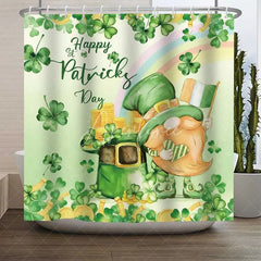 Aperturee - Aperturee St. Patrick’s Day Shower Curtain Watercolor Leprechaun Pot of Gold Bathroom Decoration Irish Green Shamrock Lucky