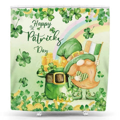 Aperturee - Aperturee St. Patrick’s Day Shower Curtain Watercolor Leprechaun Pot of Gold Bathroom Decoration Irish Green Shamrock Lucky