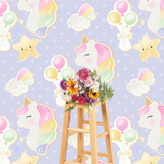 Aperturee - Aperturee Star Balloons Unicorn Repeat Cake Smash Backdrop