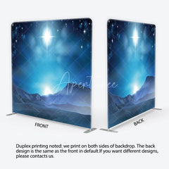 Aperturee - Aperturee Star of Bethlehem Tension Fabric Backdrop Bright Star over Snowy Mountains Background Religious Winter Holiday Decor