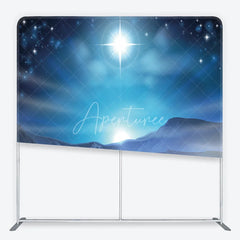Aperturee - Aperturee Star of Bethlehem Tension Fabric Backdrop Bright Star over Snowy Mountains Background Religious Winter Holiday Decor