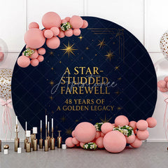 Aperturee - Aperturee Star Studded Farewell 48 Years Golden Legacy Round Backdrop Navy and Gold Retirement Banner
