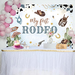 Aperturee - Aperturee Starry Blue Cowboy My First Rodeo Birthday Backdrop