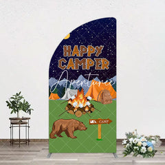 Aperturee - Aperturee Starry Camping Night Bear Happy Camper Arch Backdrop