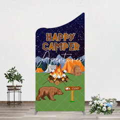 Aperturee - Aperturee Starry Camping Night Bear Happy Camper Arch Backdrop