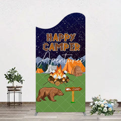Aperturee - Aperturee Starry Camping Night Bear Happy Camper Arch Backdrop