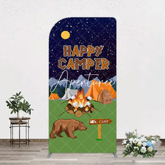 Aperturee - Aperturee Starry Camping Night Bear Happy Camper Arch Backdrop