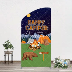Aperturee - Aperturee Starry Camping Night Bear Happy Camper Arch Backdrop
