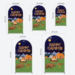 Aperturee - Aperturee Starry Camping Night Bear Happy Camper Arch Backdrop