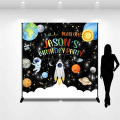 Aperturee - Aperturee Starry Galaxy Blast Off Custom Name Birthday Backdrop