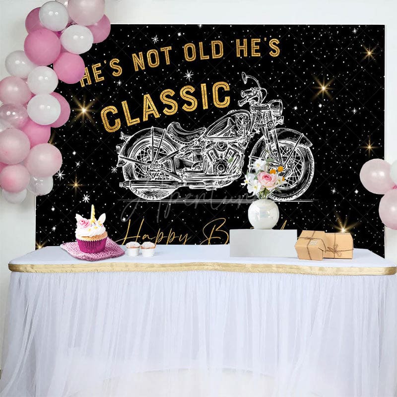 Aperturee - Aperturee Starry Motorcycle Hes Not Old Hes Classic Backdrop