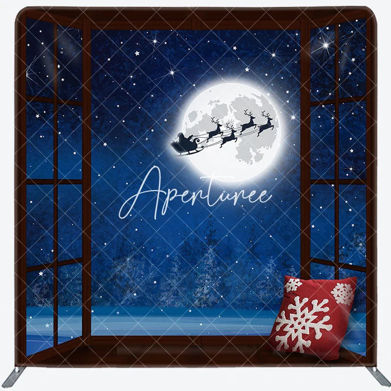 Aperturee - Aperturee Starry Night Santa Christmas Pillow Case Backdrop