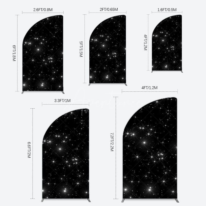 Aperturee - Aperturee Starry Sky Dark Night Happy Birthday Half Moon Arch Backdrop