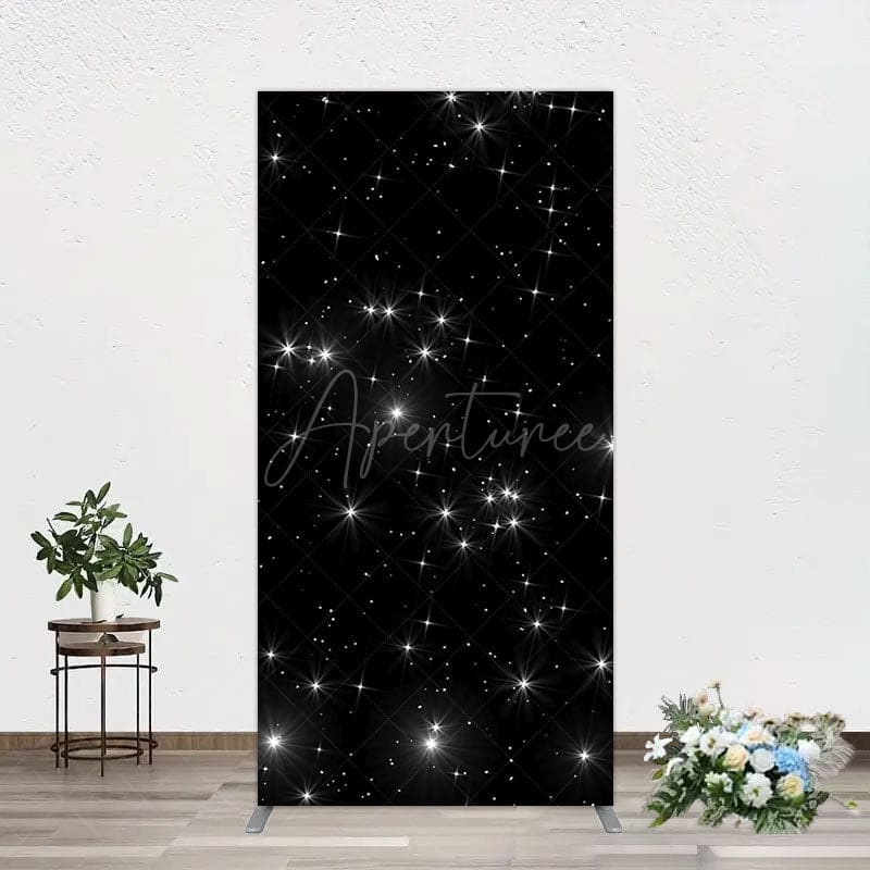 Aperturee - Aperturee Starry Sky Dark Night Happy Birthday Rectangle Backdrop
