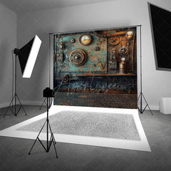 Aperturee Aperturee Steampunk Wall Photography Backdrop Vintage Industrial Gears and Gauges Grunge Mechanical Studio Photo Prop