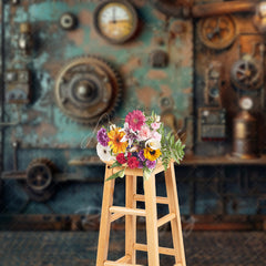Aperturee Aperturee Steampunk Wall Photography Backdrop Vintage Industrial Gears and Gauges Grunge Mechanical Studio Photo Prop