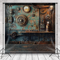 Aperturee Aperturee Steampunk Wall Photography Backdrop Vintage Industrial Gears and Gauges Grunge Mechanical Studio Photo Prop