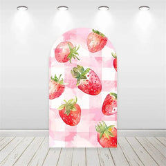 Aperturee - Aperturee Strawberry Pink Floral Backdrop Sweet First Birthday Decor for Girls Garden Party Photo Arch Background