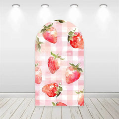 Aperturee - Aperturee Strawberry Pink Floral Backdrop Sweet First Birthday Decor for Girls Garden Party Photo Arch Background