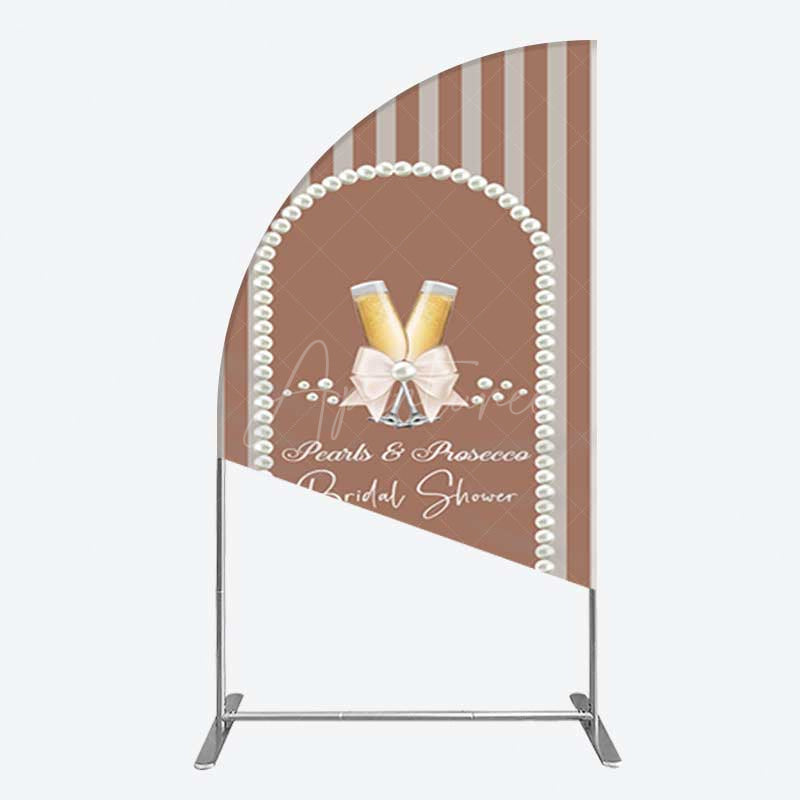 Aperturee Aperturee Stripes Pearls Prosecco Bridal Shower Half Moon Arch Backdrop