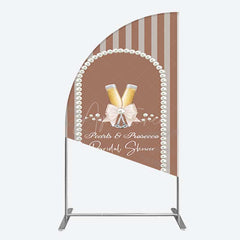 Aperturee Aperturee Stripes Pearls Prosecco Bridal Shower Half Moon Arch Backdrop