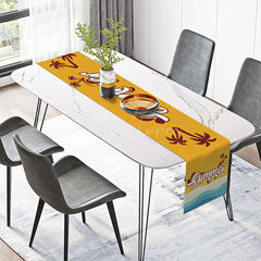 Aperturee - Aperturee Summer Beach Table Runner with Tropical Coconut Trees for Coastal and Hawaiian Luau Party Decor